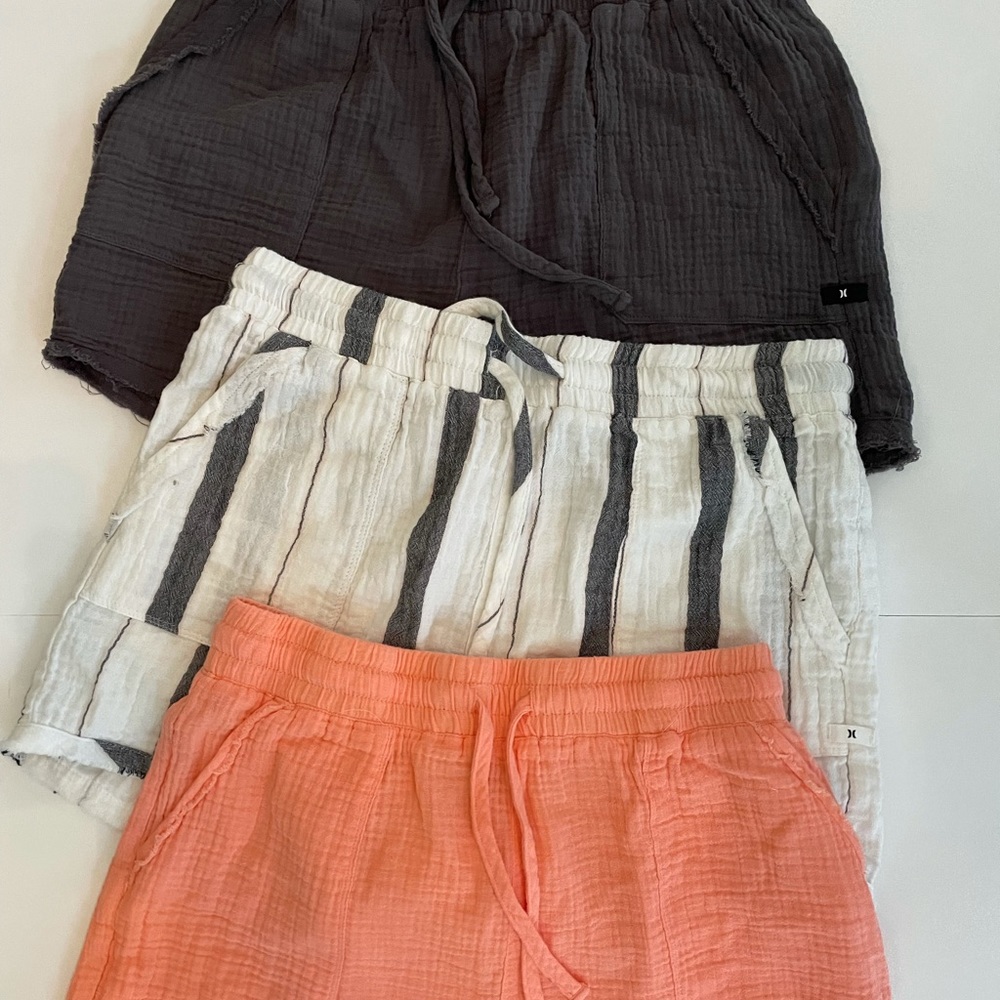 3 pairs of Hurley women’s shorts, brand new and never been worn